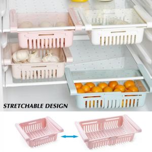 megadeal אביזרים למטבח Adjustable Stretchable Refrigerator Organizer Drawer Basket Refrigerator Pull-out Drawers Fresh Spacer Layer Storage Rack